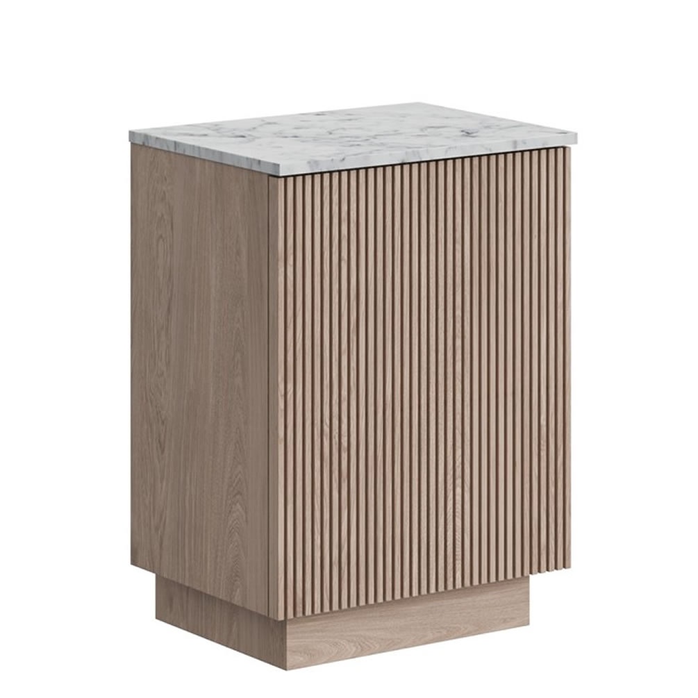 Crosswater Limit Modern Oak 600mm Floorstanding Vanity Unit & Carrara Marble Effect Worktop